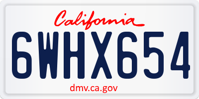 CA license plate 6WHX654