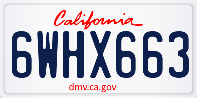 CA license plate 6WHX663