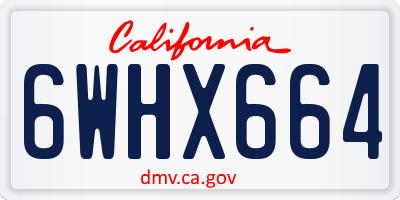 CA license plate 6WHX664