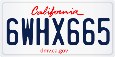 CA license plate 6WHX665