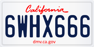 CA license plate 6WHX666