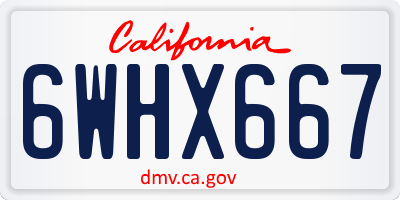 CA license plate 6WHX667