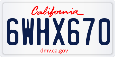CA license plate 6WHX670