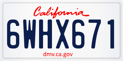 CA license plate 6WHX671