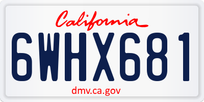 CA license plate 6WHX681