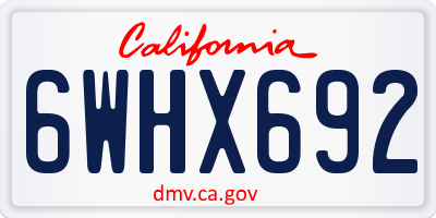 CA license plate 6WHX692