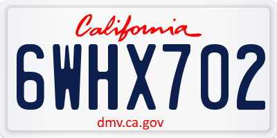 CA license plate 6WHX702