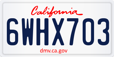 CA license plate 6WHX703