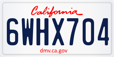CA license plate 6WHX704