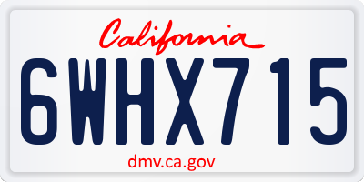 CA license plate 6WHX715