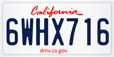 CA license plate 6WHX716