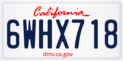 CA license plate 6WHX718