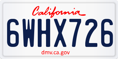 CA license plate 6WHX726