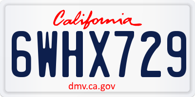 CA license plate 6WHX729