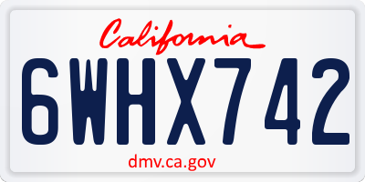 CA license plate 6WHX742