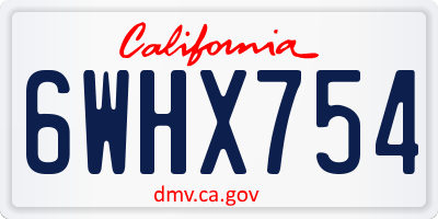 CA license plate 6WHX754