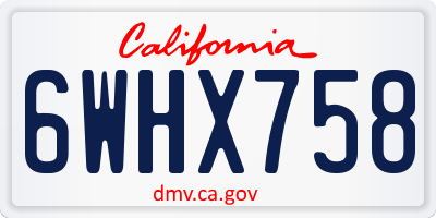 CA license plate 6WHX758