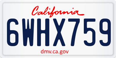 CA license plate 6WHX759