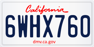 CA license plate 6WHX760