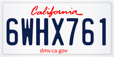 CA license plate 6WHX761