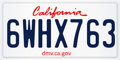 CA license plate 6WHX763