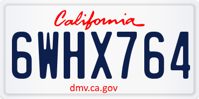 CA license plate 6WHX764