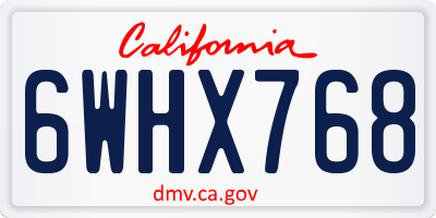 CA license plate 6WHX768