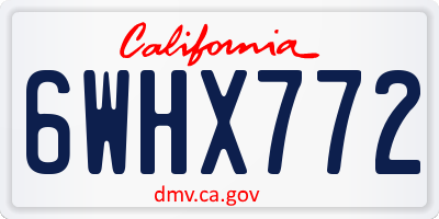 CA license plate 6WHX772