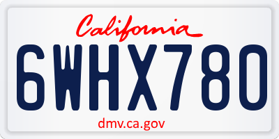 CA license plate 6WHX780