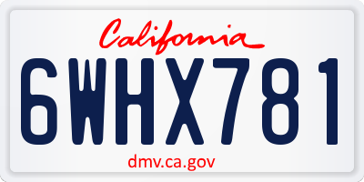 CA license plate 6WHX781