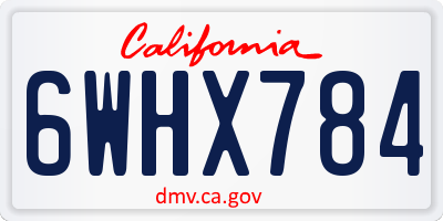 CA license plate 6WHX784