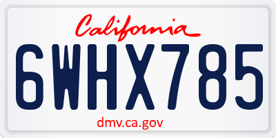 CA license plate 6WHX785