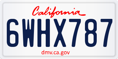 CA license plate 6WHX787