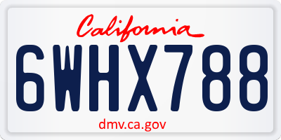 CA license plate 6WHX788