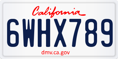 CA license plate 6WHX789