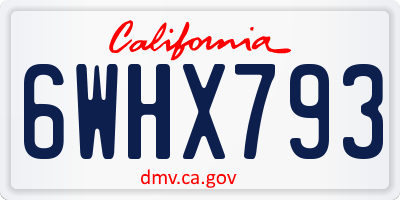 CA license plate 6WHX793