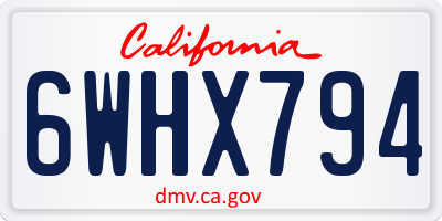 CA license plate 6WHX794