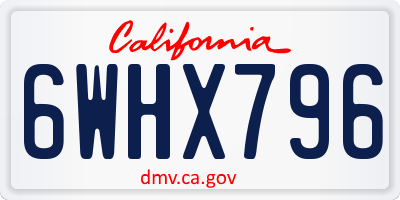 CA license plate 6WHX796