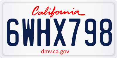 CA license plate 6WHX798