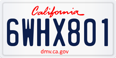 CA license plate 6WHX801