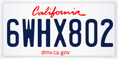 CA license plate 6WHX802