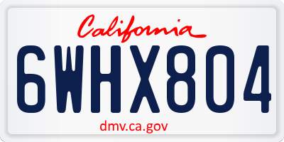 CA license plate 6WHX804