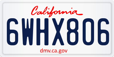 CA license plate 6WHX806