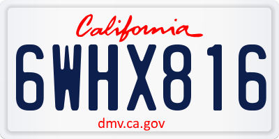 CA license plate 6WHX816