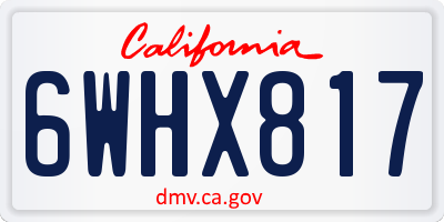 CA license plate 6WHX817