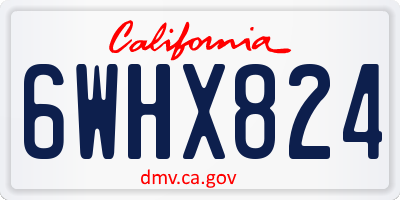 CA license plate 6WHX824
