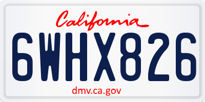 CA license plate 6WHX826
