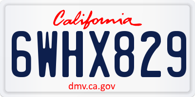 CA license plate 6WHX829