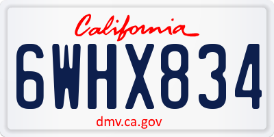 CA license plate 6WHX834