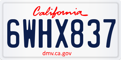 CA license plate 6WHX837